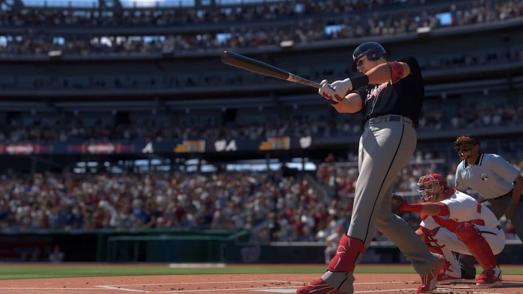 Jugador de MLB The Show 24 bateando