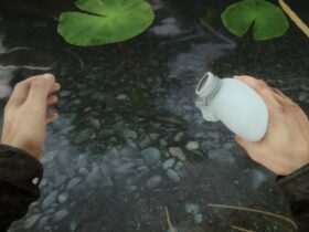 sons of the forest character getting water in a bottle