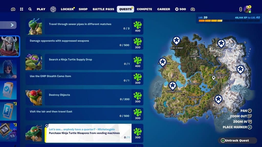 Ubicación de la máquina expendedora en el mapa de Fortnite