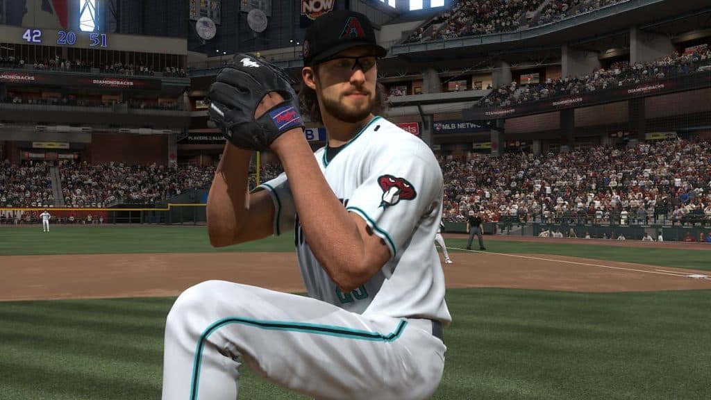 Zac Gallen lanzando MLB The Show 24