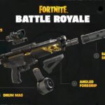 Weapon with different attachments in Fortnite.