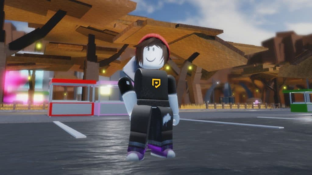 Un jugador como personaje de anime en Roblox Sakura Stand.