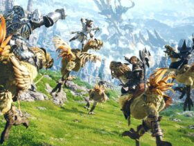 Final Fantasy characteres riding mounts in open world