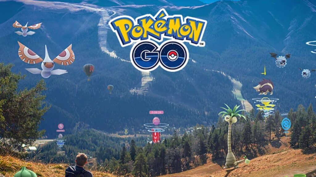 Pokémon vagando por una montaña