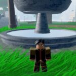 A RoBending Online character standing near a landmark.