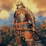 elden ring character with samurai armor and weapons
