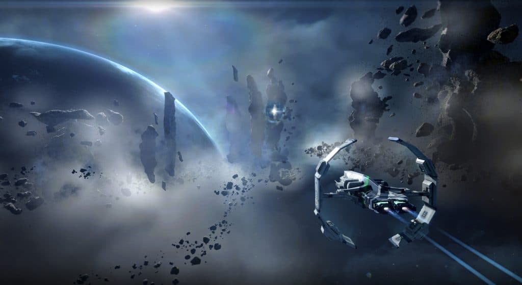 Cartel de Eve Online con su enorme espacio.