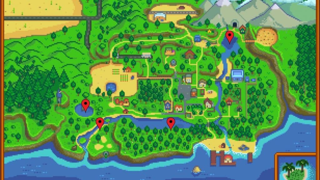 Todas las ubicaciones de Walleye en Stardew Valley