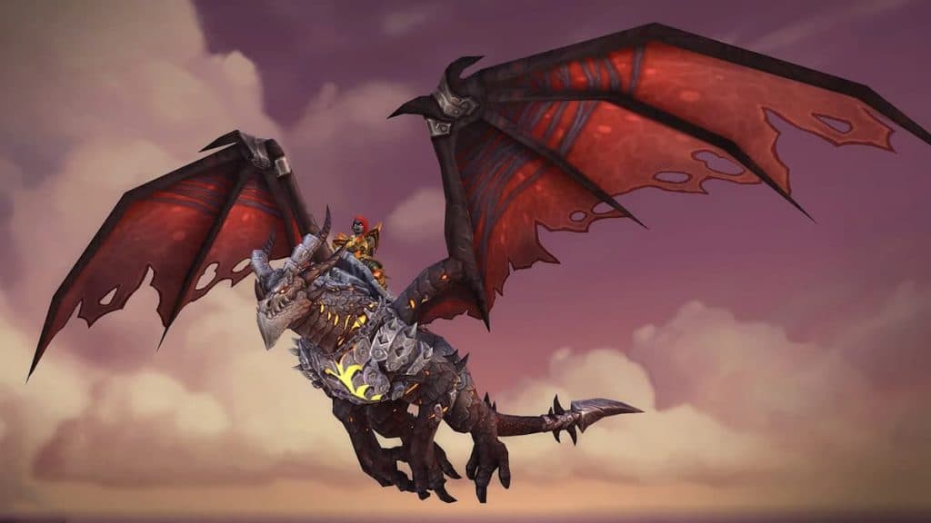 Dragón volando en World of Warcraft