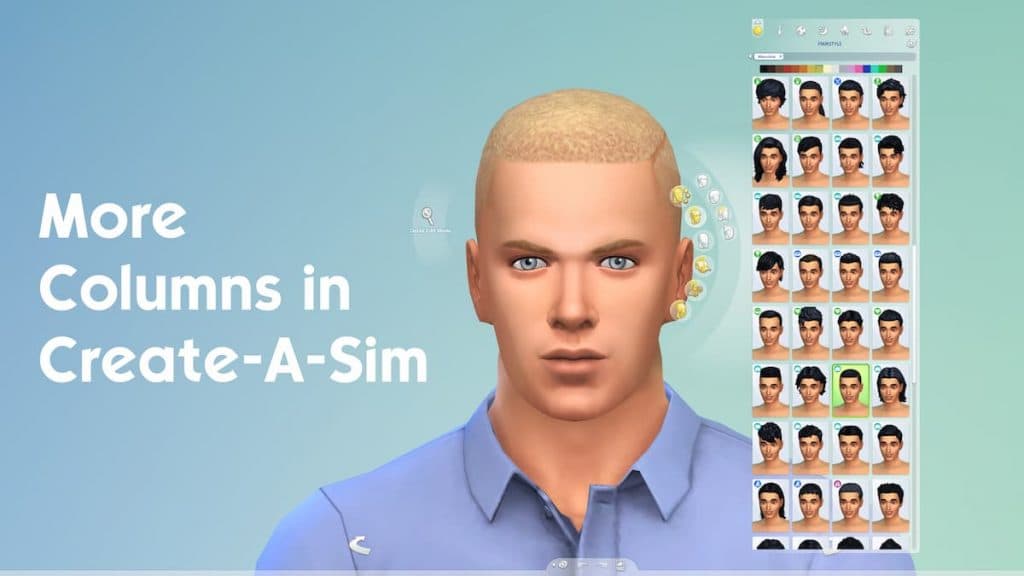 Menú Más columnas en Los Sims 4.