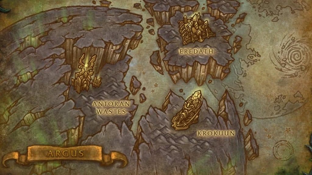 Mapa de Argus en World of Warcraft.