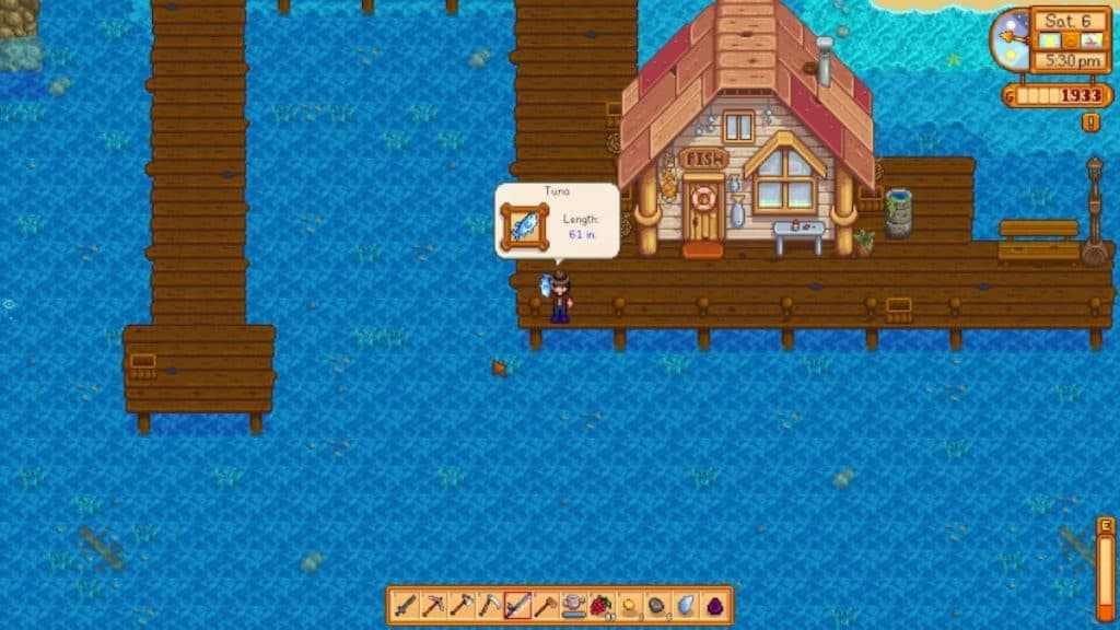 Jugador de Stardew Valley atrapando atún