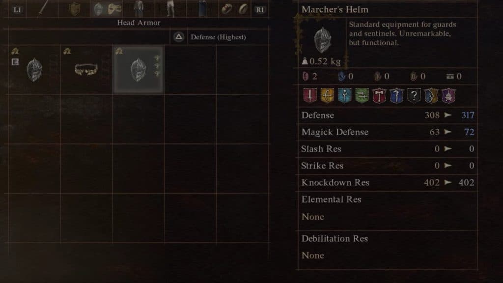 Menú de elementos en Dragon's Dogma 2