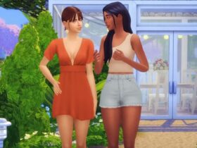 A Sim couple posing with Pose Player mod